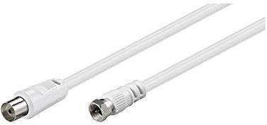 Koaxial/SAT Anschluss Kabel; weiß, 5.0m; F-Stecker > Koaxialkupplung