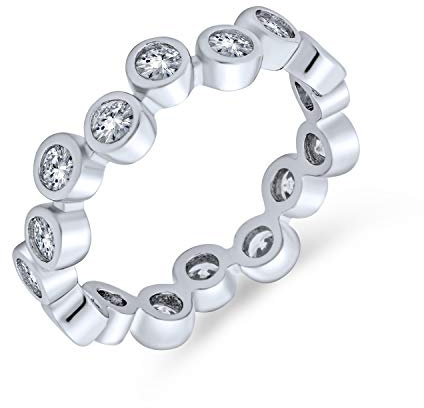 Bling Jewelry Ewigkeitsring mit geometrischen Blasen und Zick-Zack-Muster für Frauen mit kubischem Zirkonia aus 925er Sterlingsilber