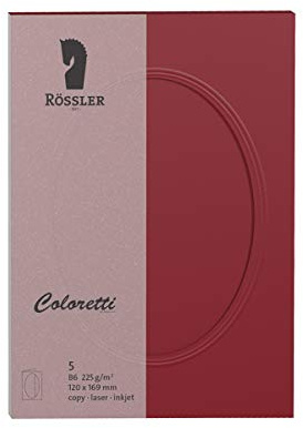 Rössler 220732572 - Coloretti Karten, DIN B6, Passepartout oval, rosso, 5 Stück
