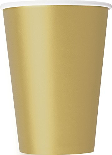 Unique Party 33251 - 12oz Gold Paper Cups, Pack of 10
