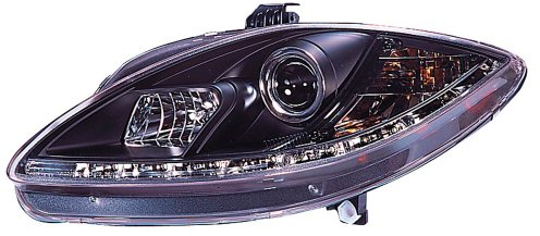 AUTO-STYLE Satz Scheinwerfer TFL-Look kompatibel mit Seat Leon/Altea/Toledo 2005-2009 - Schwarz