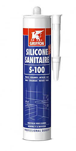 mastic silicone sanitaire - griffon s-100 - base acétique - blanc - 300 ml - griffon 1249325