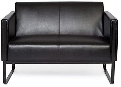 hjh OFFICE Loungesofa Bali Black Gestell schwarz Kunstleder glatt 2-Sitzer schwarz