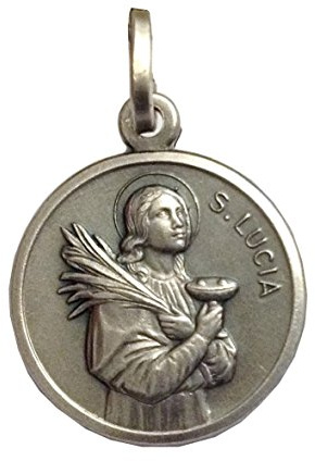 925 Sterling Silber Heiligen Lucia Medaille - Der Schutzpatron der Sehkraft