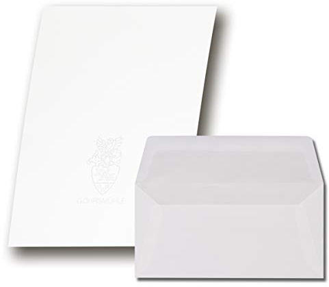25 Sets Gohrsmühle Feinstpapier mit abgepasstem Wasserzeichen - Weiß Matt DIN A4 - Umschläge DIN Lang gefüttert mit hellgrauem Seidenpapier 80 g/m²
