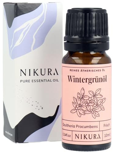 Nikura Wintergreen Essential Oil - 10ml | 100% Pure Natural Oils | Perfect for Aromatherapy, Diffusers, Humidifier | Great for Self Care, Muscle Ache, Skin | Vegan & UK Made