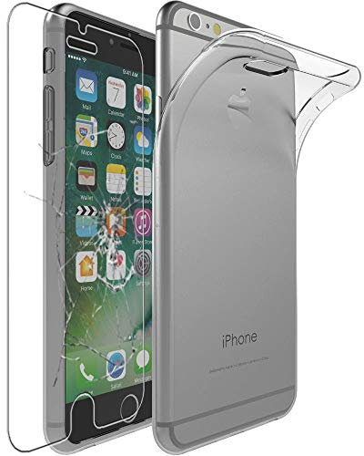 ebestStar - Cover per iPhone 6 Plus 6S Plus Apple, Custodia Silicone Trasparente, Protezione TPU Antiurto, Morbida Sottile Slim, Trasparente + Vetro Temperato