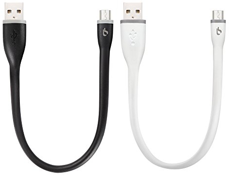 BigBlue Câble Micro USB 25CM 2 Pack Court Câble Flexible en Silicone Charge et Synchro Rapide Chargeur USB pour Samsung Galaxy, Sony, Nexus, LG, Motorola, Huawei, HTC et Autres Smartphones Android