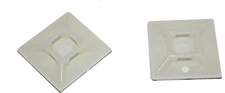 100x Enchufe adhesivo para Brida para cables 28x28mm Blanco natural Autoadhesivo