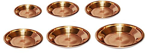 Indiabazaar Pure Copper Pooja Thali Plate Pooja Temple Home Hotel Restaurant Tarbhana 6 Size (Size 9: 38x205x205)