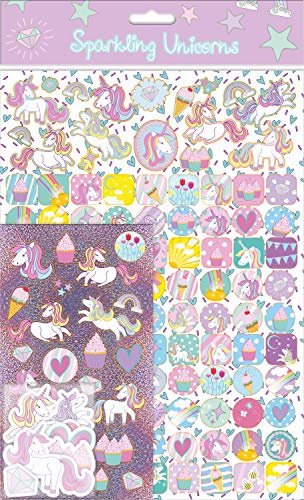 Unicorns Mega Sticker Pack | Three Types of Stickers (Around 150 Total) | Reusable on Non-Porous Surfaces, Pink