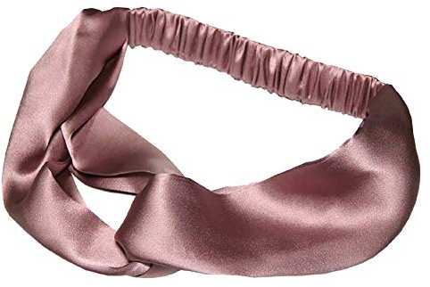 LSHARON 100 % Maulbeerseide, elastisches Haarband für Damen, Haarschmuck, Turban-Stirnbänder, verdreht (Rosa)