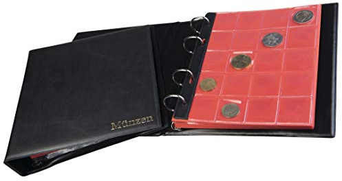 MC.Sammler Münzalbum für Münzen Aufbewahrung - 221 Taschen - Sammelalbum für Sammler - Album für Sammlermünzen - Diverse Münzen von Großen bis Kleinen Euro Münzen - Schwarz