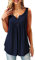 Amoretu T-Shirt Damen V-Ausschnitt Knopfleiste Bluse Solide Tunika Sommer Tops, XXL, C-marineblau