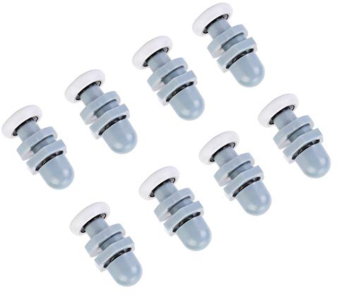 Wifehelper Duschrollensatz 8 Stück Duschtür Rollen Kunststoffschiebegehäuse Glastür Roller Ersatz für Badezimmer Schlafzimmer Türen(20mm) Grau