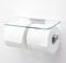 JACKCUBE DESIGN Toilet Paper Holder - Bathroom Kitchen Roll holder, Shelf Dual holder for Mobile Phone, Tissue Hanger -Wall Stainless Steel MK428 (Glass Type2)