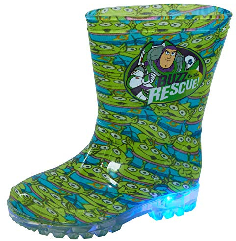 Disney Toy Story Bottes de pluie Wellington pour Enfants Buzz Extra-terrestres Pluie Neige Clignotantes Unisexe - Vert - Vert, 24 EU