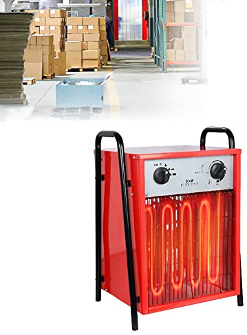 LZQ 9 KW Heizlüfter Elektroheizung Energiesparend Elektroheizer Profi-Industrie Bauheizer Heizgebläse mit 3 Heizstufen, integriertem Thermostat, Bauheizer