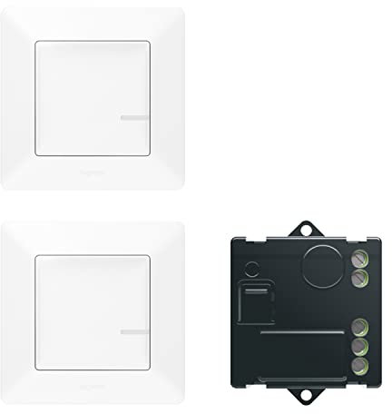 LEGRAND, Valena Life with Netatmo 752150 Kit radio préconfiguré avec micromodule sans fil + deux émetteurs muraux sans fil, indicateur LED pour l'état de la batterie, batterie incluse, extension d'une