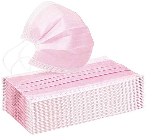 LITTONE® Mascherine per Viso, 50 PCS Rosa Maschera Monouso con Orecchio Maschere Civili Traspiranti e Confortevoli 3 Strati Anti-polvere -50 Pezzi/Confezione KL002-50PCS