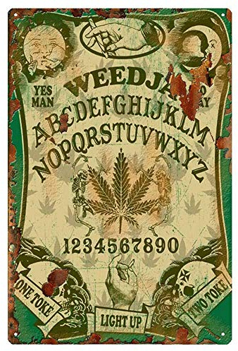 LOQHPW Marijuana Leaf Metal Tin Sign Cannabis Weed Iron Painting Wall Art Poster 12x8 Inches