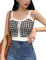 Huyghdfb Frauen Mädchen Sexy Plaid Crop Top Kurz Sommer Casual V-Ausschnitt Ärmellose Strick Streetwear Tops (White, One Size)