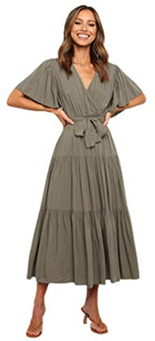 JianJud Kleider Sommer Strandkleider2021 neues kurzärmeliges Damenkleid, langer Rock und großer Rock Casual Swing Kleid K,S