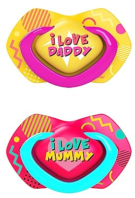 Canpol babies Light Touch Silicone Pacifier, 2 pcs per pack, BPA free sterilization capsule (18m+, Neon Love Girl)