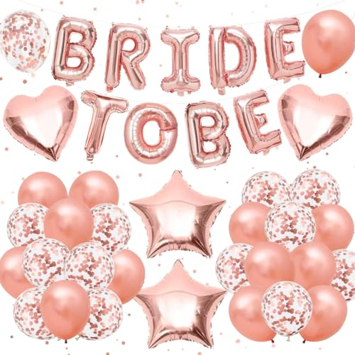 MQIAN Bride to Be Kit,Bride to Be Banner,Palloncini Addio al Nubilato,Oro Rosa Palloncini,Bride to Be Accessori,Addio al Nubilato Gadget Sposa per Hen Notte Feste (C)