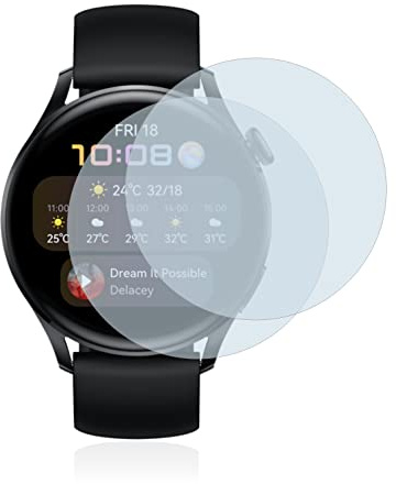 BROTECT Schutzfolie für Huawei Watch 3 | 2 Stück Transparenter Displayschutz Made in Germany Klare Full-Screen Folie Full-Cover 3D Curved Montage Kit