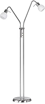 meineWunschleuchte Kleine Stehleuchte mit Flexarm Leselampen, Silber mit Glasschirm, Höhe 125cm