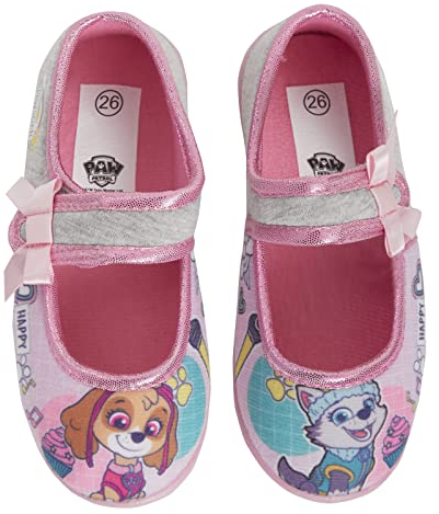 Paw Patrol Mädchen Hausschuhe Kinder Skye und Everest Stiefel einfach zu befestigen Glitzerriemen Ballett Haus Schuhe, rose, 29.5 EU