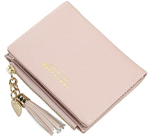 Portefeuille Femme, Porte- Feuille Exquis Pendentif en PU Cuir, 6 emplacements pour Cartes y Compris 1 fenêtre d'identification 1 Section de Facture et 1 Poche à Fermeture éclair