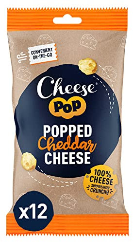 Cheesepop Überraschenderweise Knusprig & Luftig, Geringfügig Spicy & Cremig | Reich an Eiweiß | 100% Cheddar Käse Gepoppter Imbiss, 12x20g
