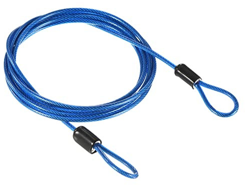 PATIKIL Security Steel Cable 2.5mm x 1.5m/4.92ft Coated Luggage Lock Wire Rope with Double Loop Blue