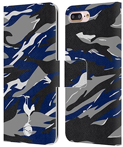 Head Case Designs Officially Licensed Tottenham Hotspur F.C. Camouflage Badge Leather Wallet Case Compatible With Apple iPhone 7 Plus/iPhone 8 Plus