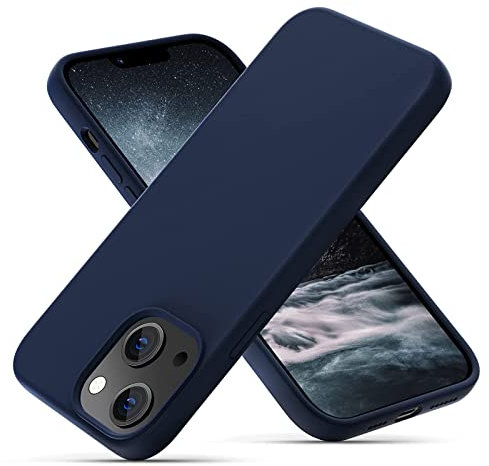 OitiYaa Silicone Case Compatible with iPhone 14 Plus Case 6.7 Inch, Soft Ultra Slim Protective Shockproof Liquid Silicone Phone Case with Anti-Scratch Microfiber Lining,Navy Blue