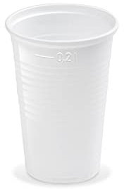 LogiPack GeRo Trinkbecher | Eichstrich 0,2l | Plastikbecher Bierbecher Einwegbecher aus Kunststoff PP (Polypropylen), weiß | Ausschankbecher (1000)