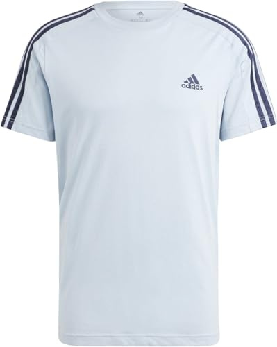 adidas Men's Essentials Single Jersey 3-Stripes Tee, wonder blue, XS