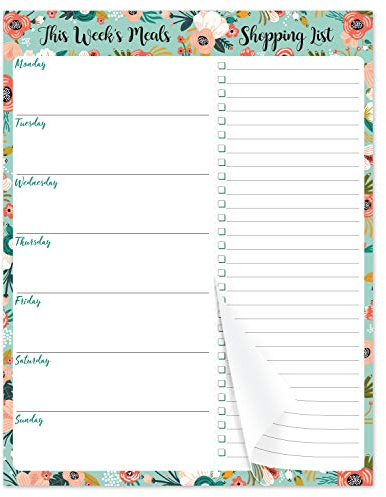 Colorage Meal Planner and Shopping List - Weekly Magnetic Notepads 7'' x 9'' Pad with Tear Off Convenient Notepad Magnet Refrigerator or Desk