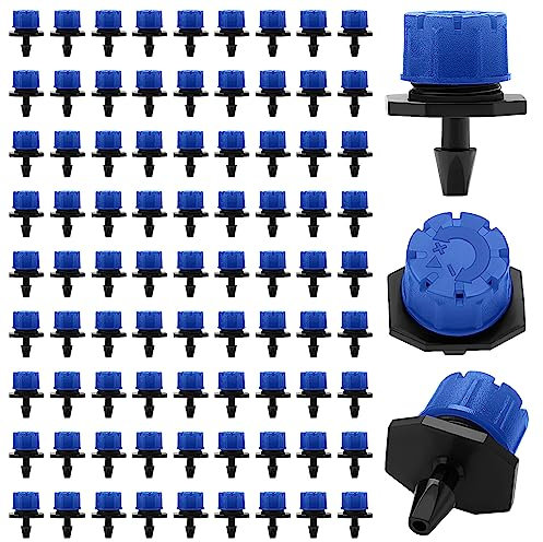 VooGenzek 90 Pezzi Gocciolatore Irrigazione a Goccia, Plastica Irrigazione Gocciolatori, 8-Fori Irrigazione a Goccia Micro Gocciolatore, Anti-Clogging Emettitore Dripper per Prato, Giardino, Blu