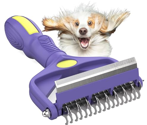 Decyam Pet Grooming Brush – Undercoat Rake and De-Matting Comb for Shedding, Tangles & Grooming, Dog Brushes for Cats & Dogs, 3-in-1 Dog Deshedding Brush