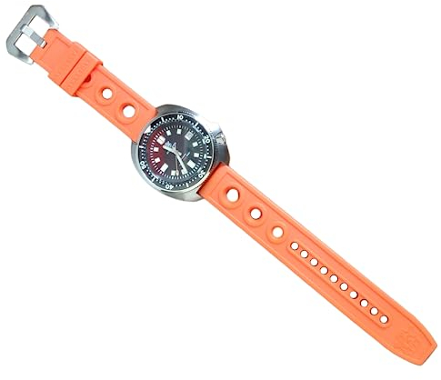 London Craftwork SD1970 Steeldive Captain Willard 6105 Automatische Taucheruhr NH35 Uhrwerk, Schwarz (orangefarbenes Gummiband), Militär