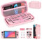 Younik 14 in 1 Bundle di Accessori per Switch, Grande Custodia per Switch 2017, Custodia da Viaggio per Switch Adatta alla Console, Impugnatura J-con, Adattatore AC (Rosa, Motivo a Bottoni)