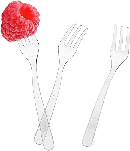 100Pcs Dessert Forks - Mini Clear Plastic Oval Ice Cream Mousse Forks, Reusable and Washable, Perfect for Parties, Birthdays, Caterings, Picnics and Dinnerware