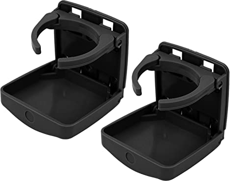 2 Pezzi Portabevande Pieghevole Regolabile con Viti, Portabicchieri in Plastica per Autoveicoli per Auto, Camion, Barca, Furgone, Camper(Nero)