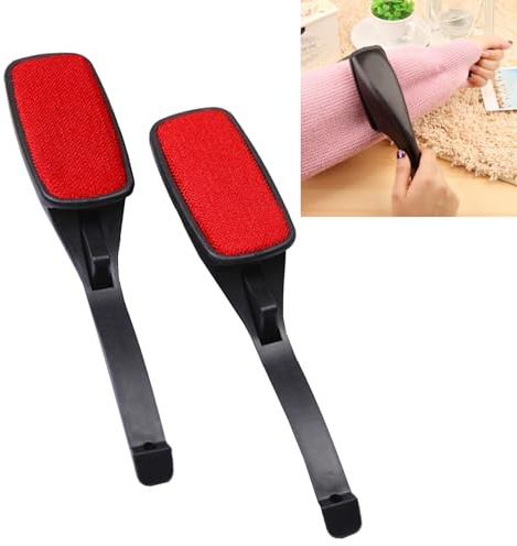 Hahhhha Lot de 2 brosses anti-peluches, brosse anti-peluches unilatérale pour vêtements et meubles, brosse anti-peluches pour chat et chien (noir et rouge)