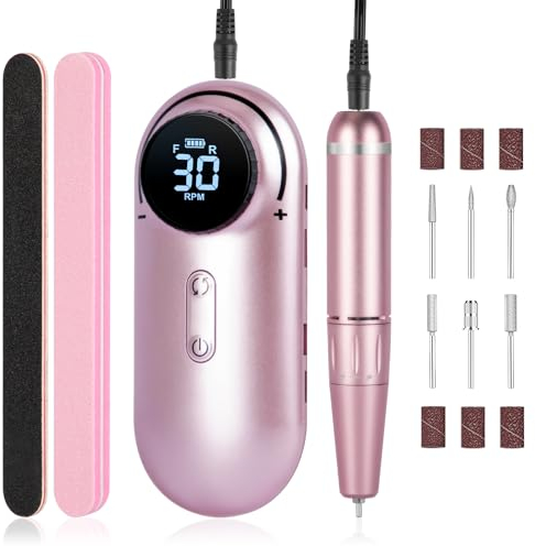 Ponceuse pour Ongles Professionnel 30000RPM, Lime a Ongle Electrique Nail Drill pour Pédicure Manucure, Puissante, Silencieuse pour Salon/Maison