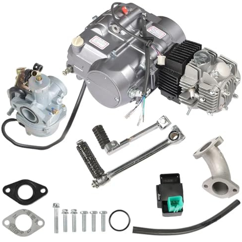 Begoniape 4 Takt Motor 125CC Einzelzylinder Engine mit Vergaser Luftgekühlt Handkupplung Motorrad Motor für Dirt Bike PitBike Go Kart Kickstarter CDI Zündung