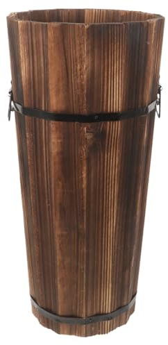 ABOOFAN Wooden Umbrella Stand for Entryway Rustic Umbrella Holder Freestanding Cane Stand Decorative Umbrella Rack Tall Basket Flower Vase for Laundry Bathroom